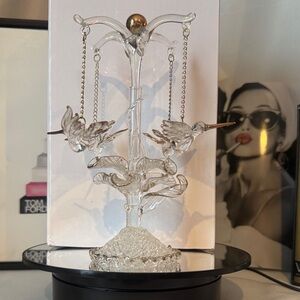 Vintage Elegant Glass Hummingbird Sculpture